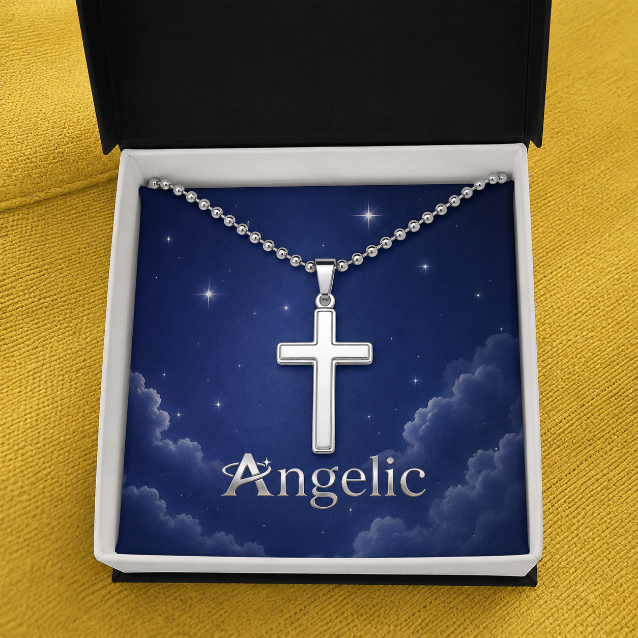 Gold-plated Angelic necklace in a branded black jewelry box